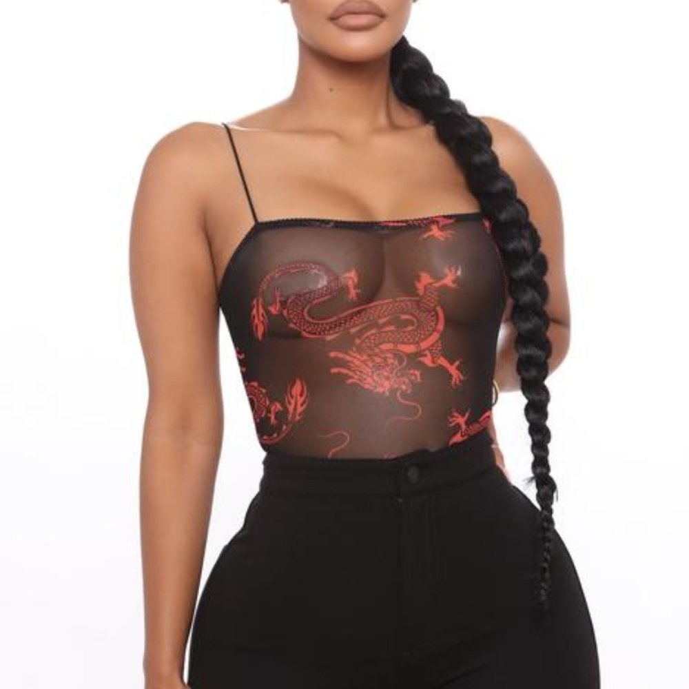 Fashion Nova black mesh bodysuit